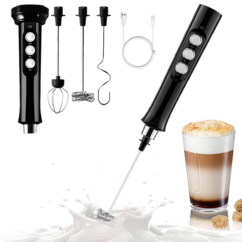 3 em 1 portátil recarregável elétrica leite frother espuma fabricante de  alta velocidades beber mixer handheld foamer café frothing varinha|Bat.  ovos| - AliExpress